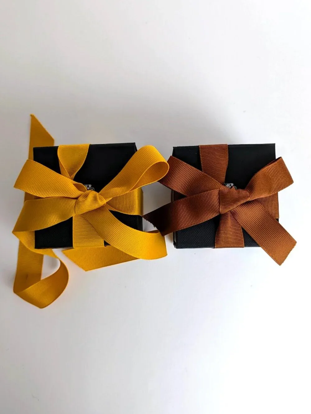 Set of 2 Coach Small Gift Boxes with Brown and Yellow Ribbons
